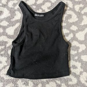 5/25$ Zara Black Ribbed Crop Top